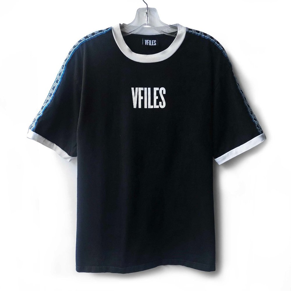 VFiles black white cotton crew neck logo tshirt